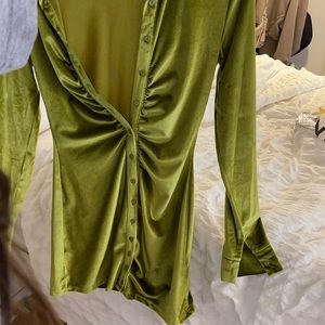 green velvet button dress